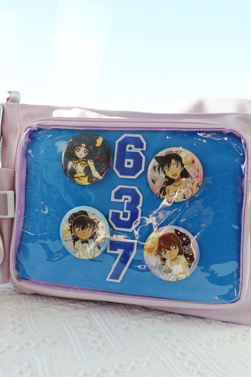 Pink Kawaii Ita Crossbody Bag with Clear Window for Pin Display