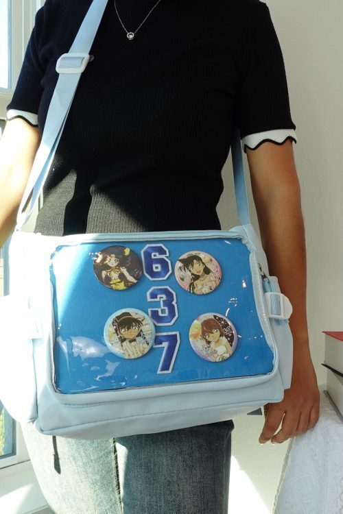 Pink Kawaii Ita Crossbody Bag with Clear Window for Pin Display