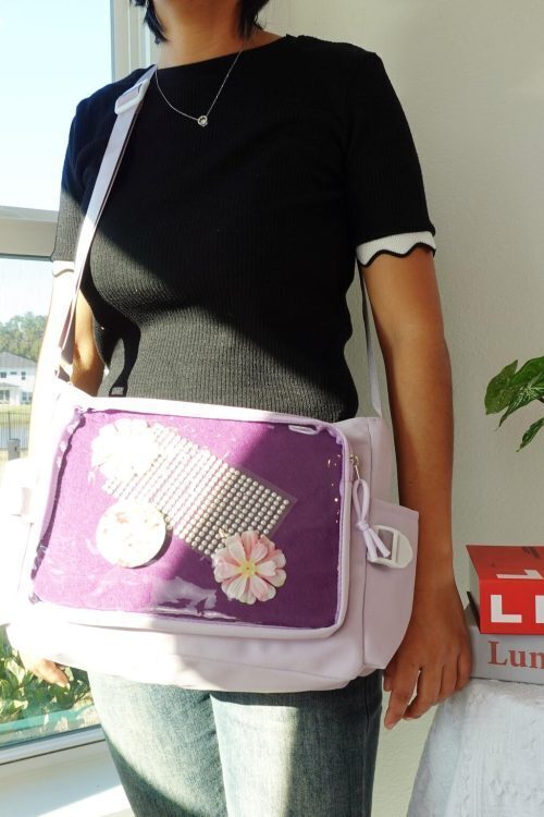 Pink Kawaii Ita Crossbody Bag with Clear Window for Pin Display