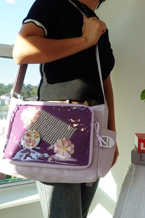 Pink Kawaii Ita Crossbody Bag with Clear Window for Pin Display