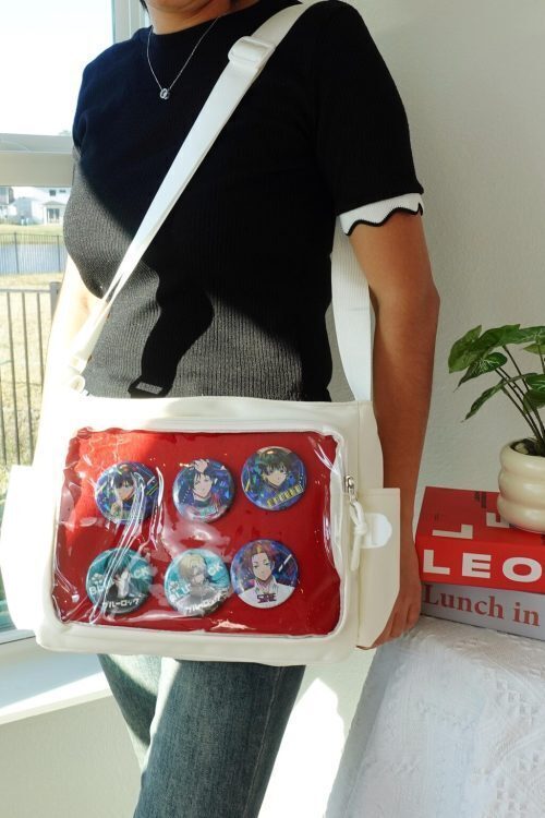 Pink Kawaii Ita Crossbody Bag with Clear Window for Pin Display