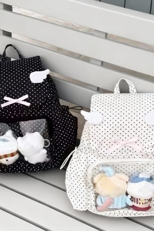 Pink Kawaii Y2K Ita Backpack with Clear Window for Plushies and Pins