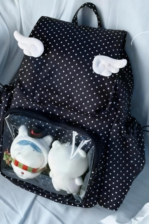 Pink Kawaii Y2K Ita Backpack with Clear Window for Plushies and Pins