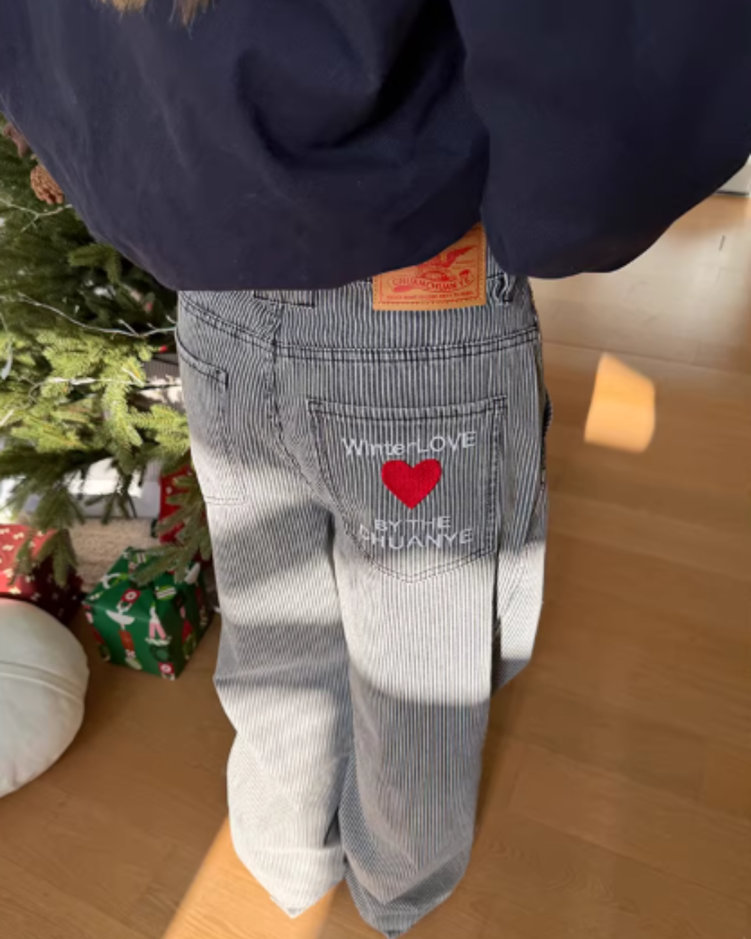 Pinstripe Wide Denim Pants Pinstripe Wide Denim Pants