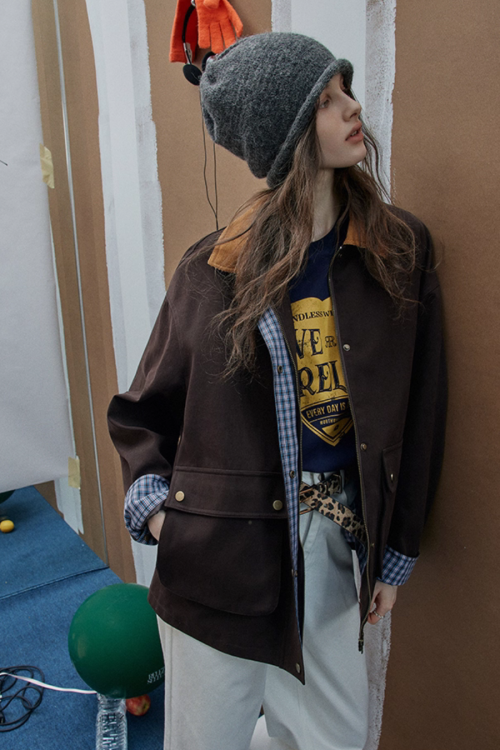 Plaid Design Loose Silhouette Jacket