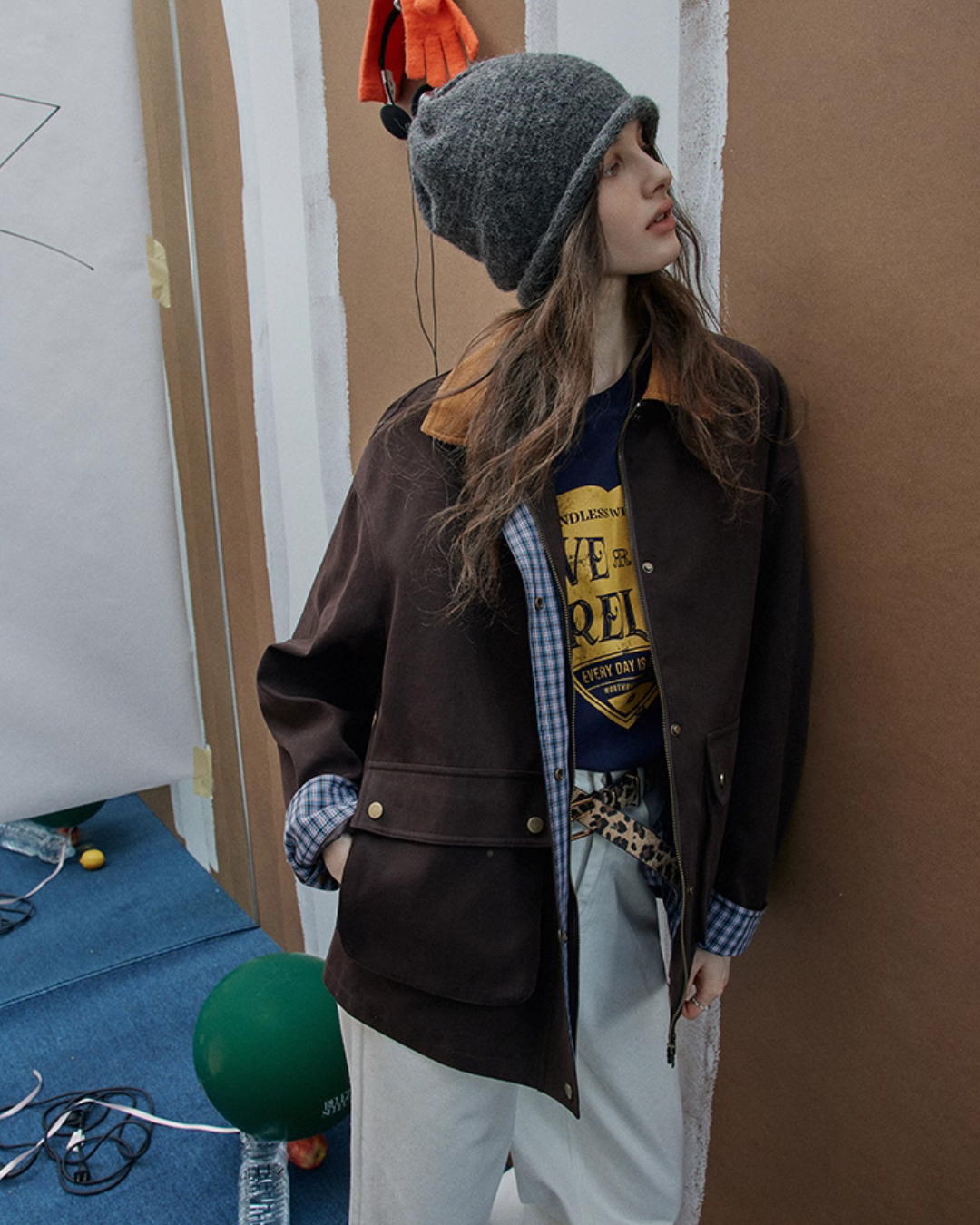 Plaid Design Loose Silhouette Jacket Plaid Design Loose Silhouette Jacket