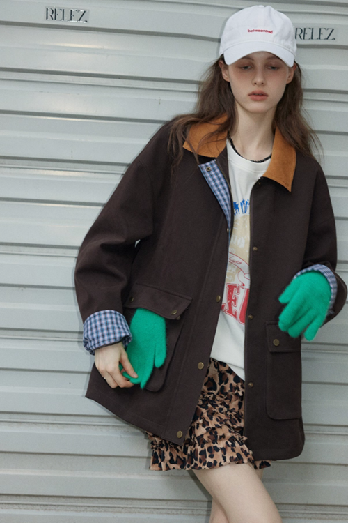 Plaid Design Loose Silhouette Jacket