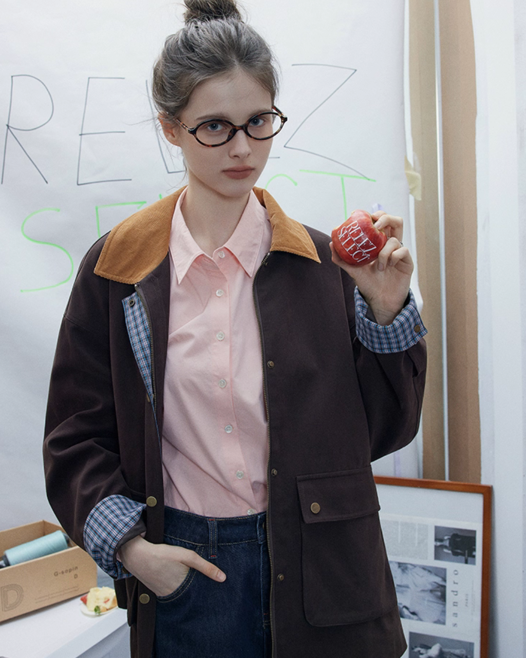 Plaid Design Loose Silhouette Jacket Plaid Design Loose Silhouette Jacket