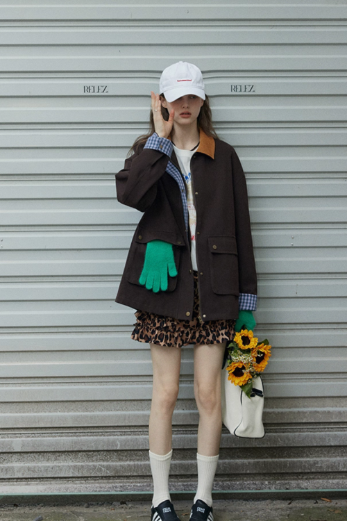 Plaid Design Loose Silhouette Jacket