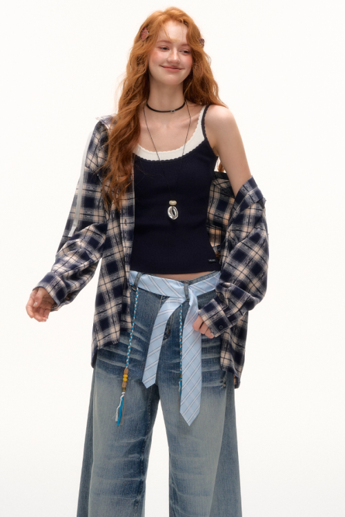 Plaid Hood Loose Shirt