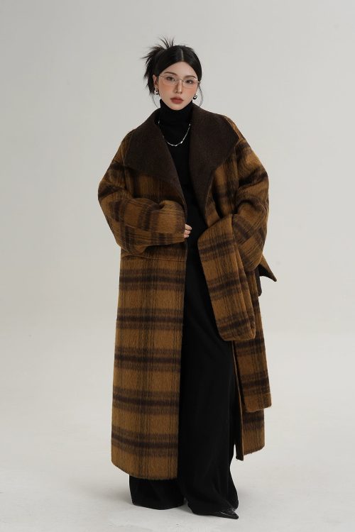 Plaid Long Wool Coat