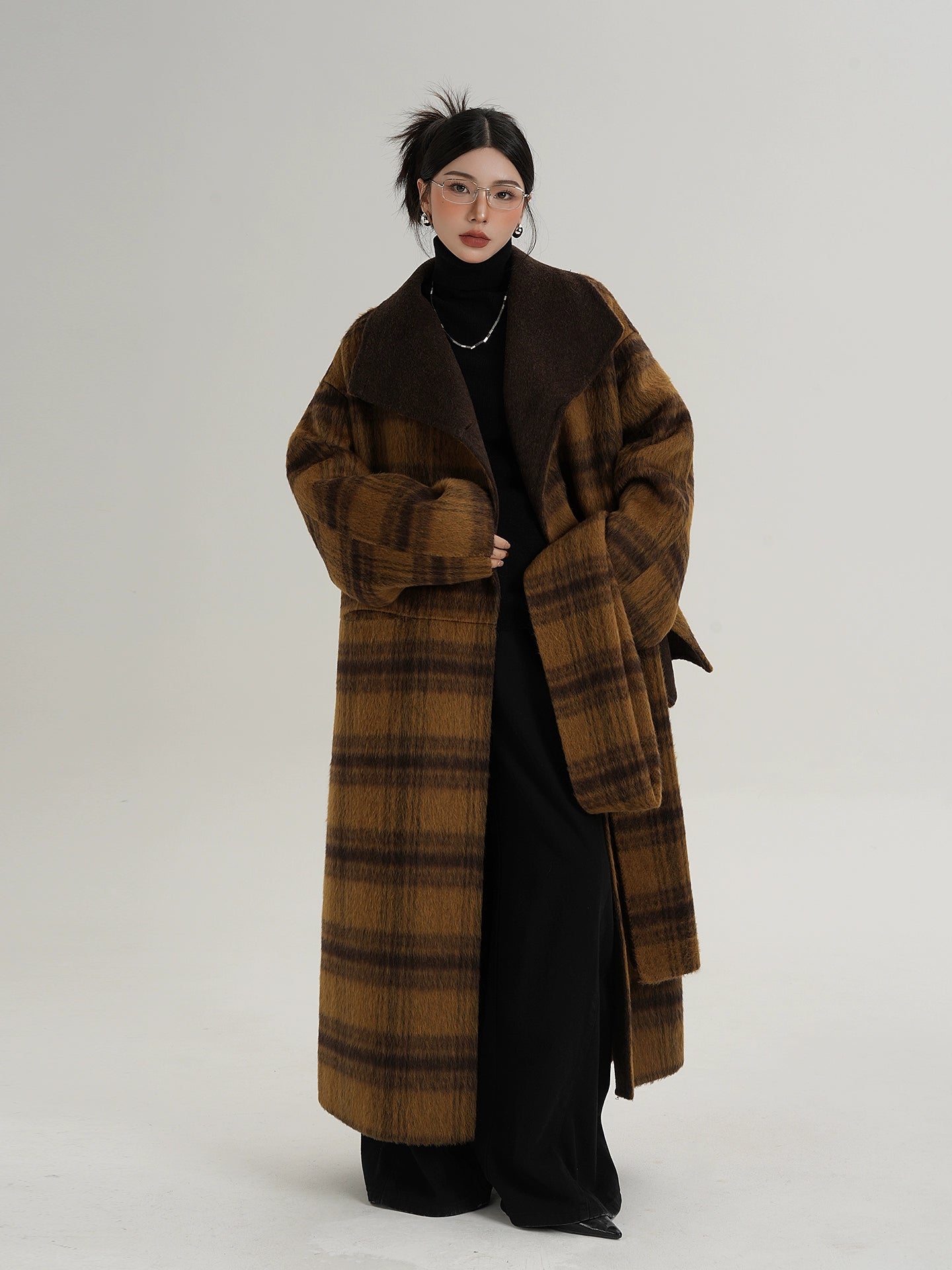 Plaid Long Wool Coat Plaid Long Wool Coat