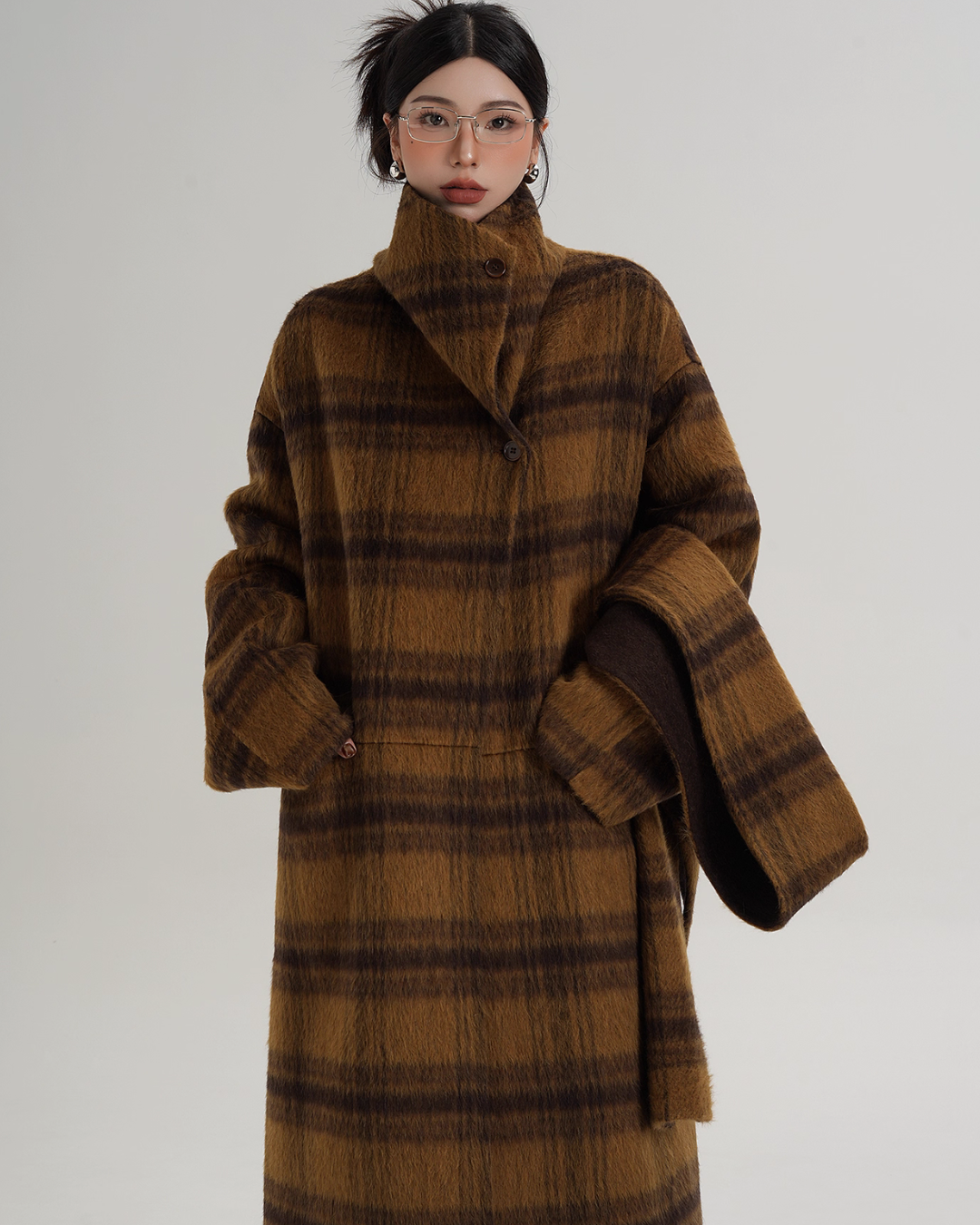 Plaid Long Wool Coat Plaid Long Wool Coat