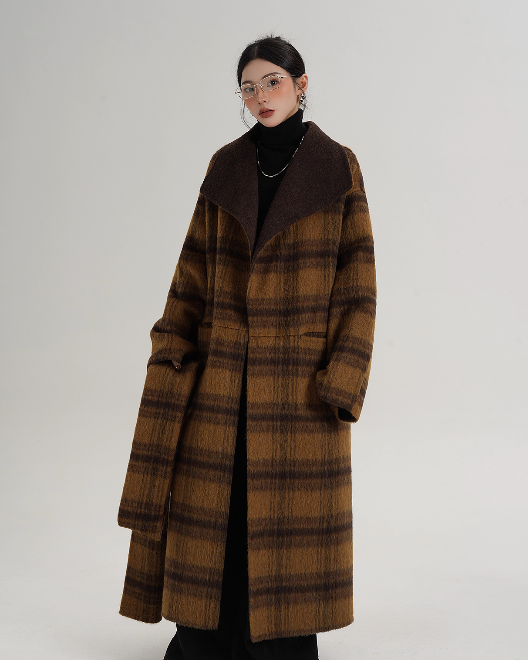 Plaid Long Wool Coat Plaid Long Wool Coat
