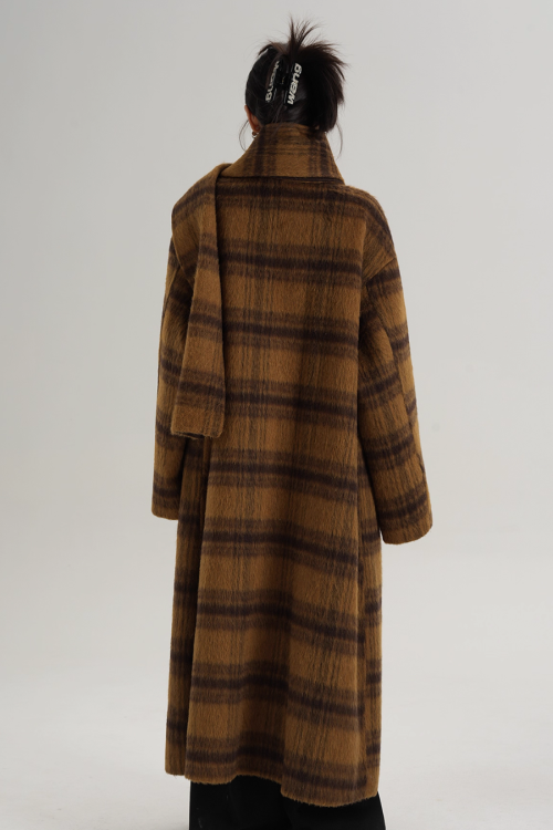 Plaid Long Wool Coat