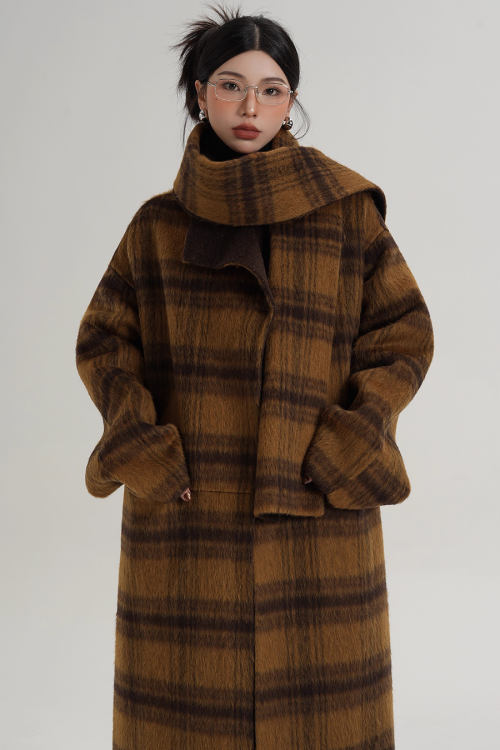 Plaid Long Wool Coat