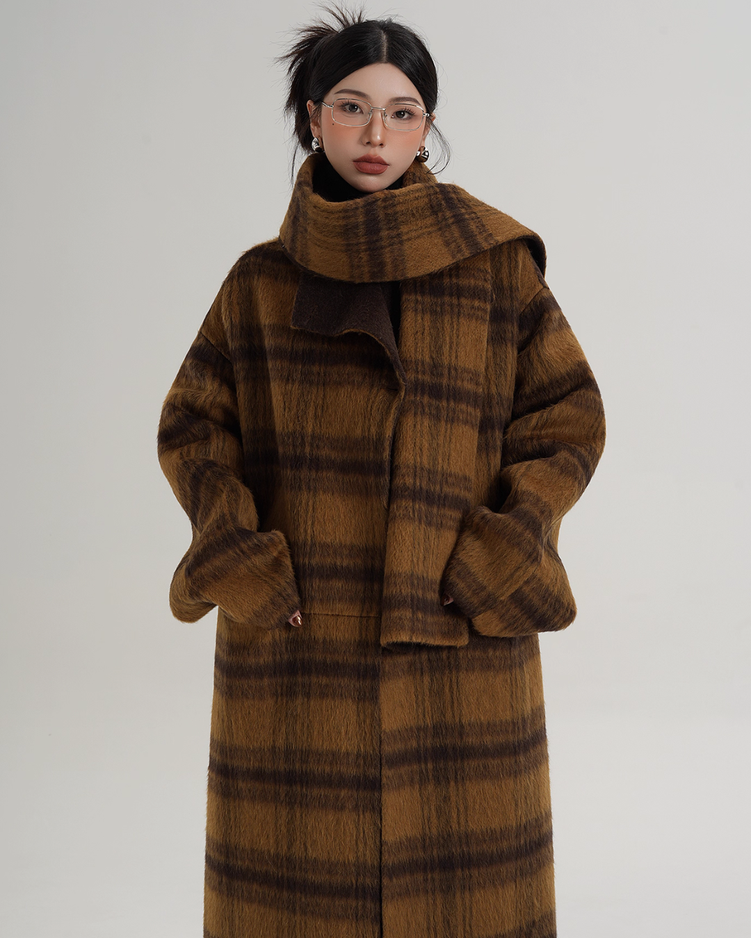Plaid Long Wool Coat Plaid Long Wool Coat