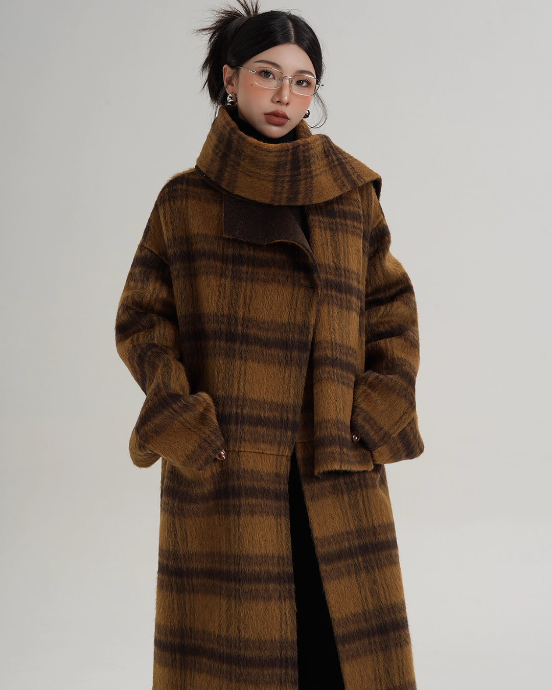 Plaid Long Wool Coat Plaid Long Wool Coat