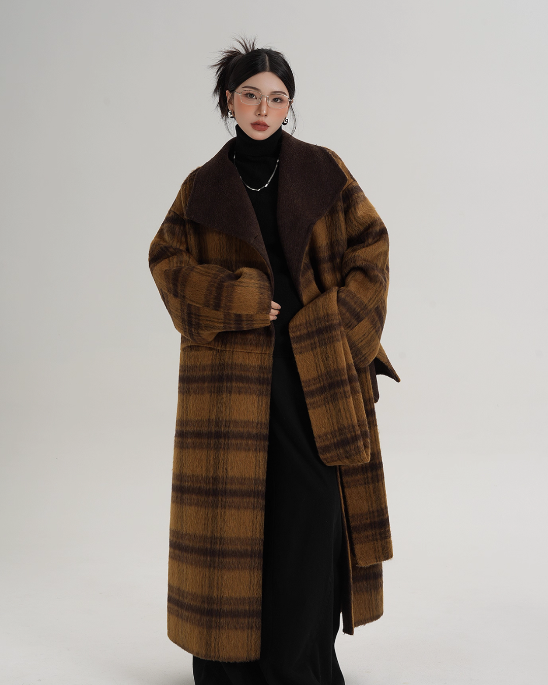 Plaid Long Wool Coat Plaid Long Wool Coat