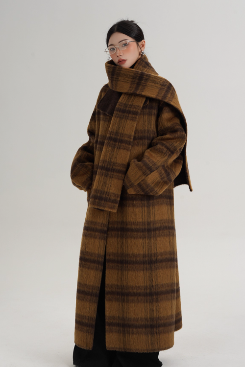 Plaid Long Wool Coat