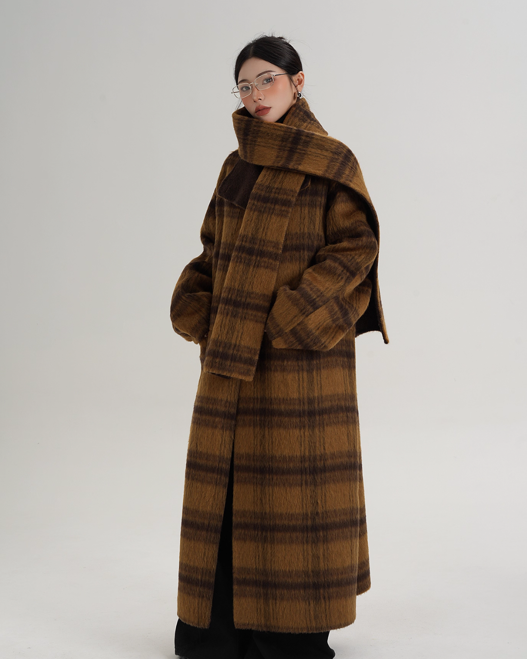 Plaid Long Wool Coat Plaid Long Wool Coat