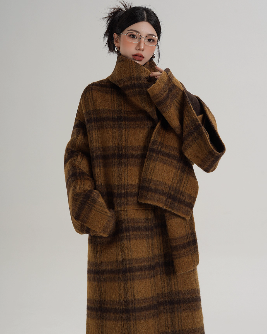 Plaid Long Wool Coat Plaid Long Wool Coat
