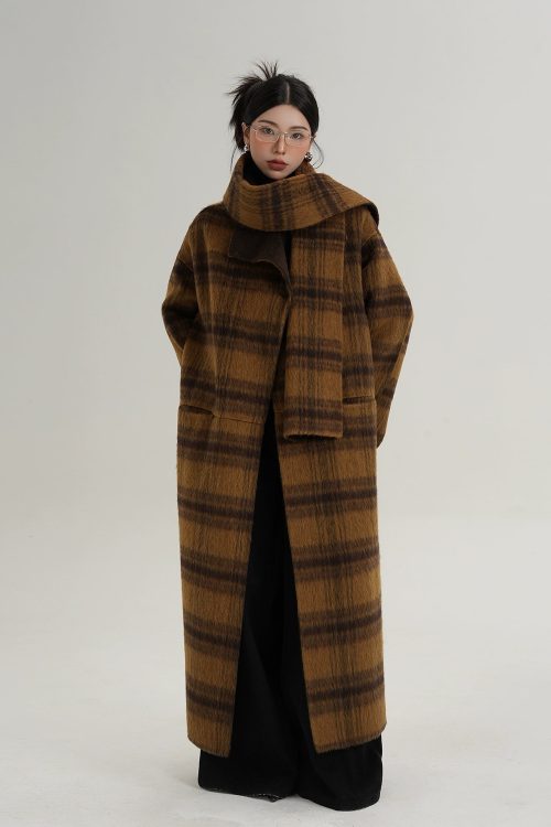 Plaid Long Wool Coat