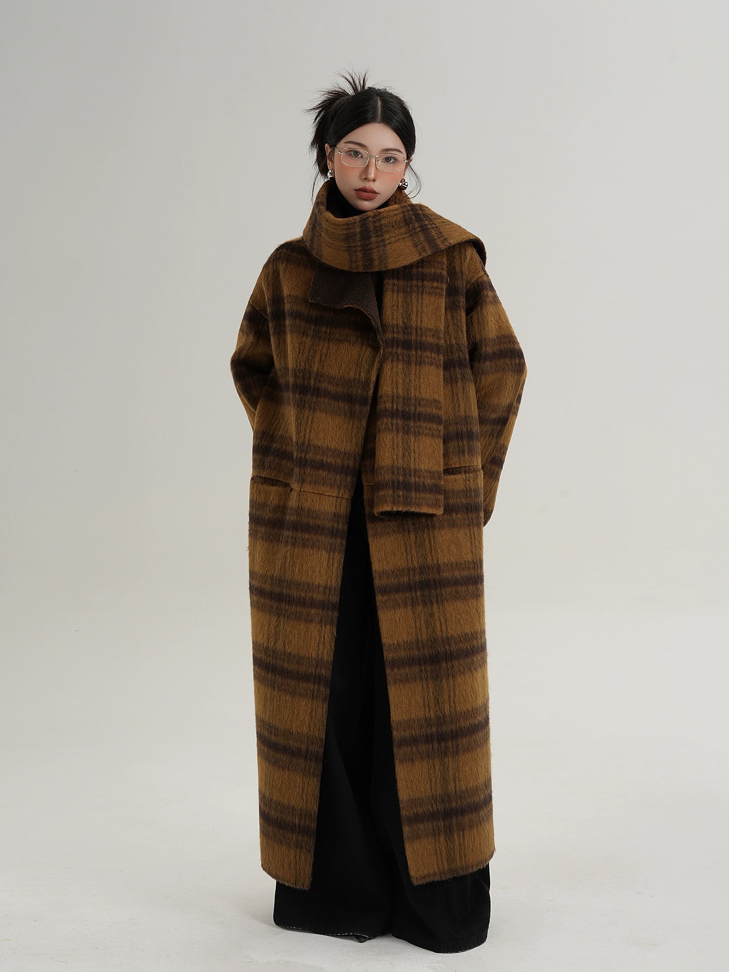 Plaid Long Wool Coat Plaid Long Wool Coat
