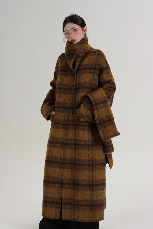 Plaid Long Wool Coat