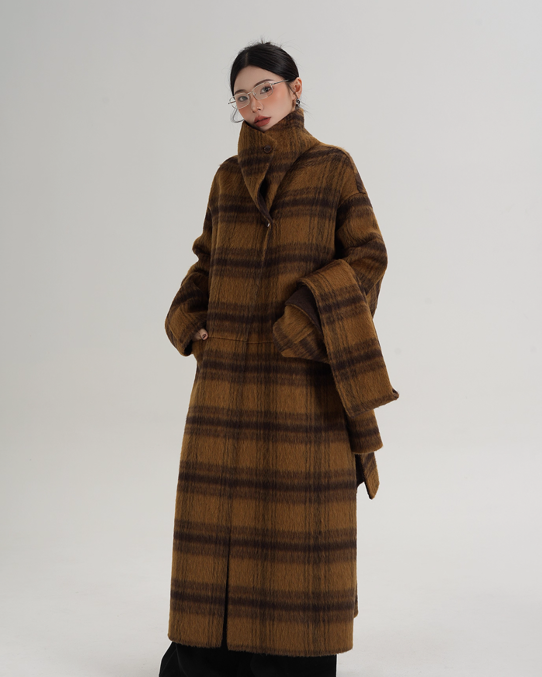Plaid Long Wool Coat Plaid Long Wool Coat