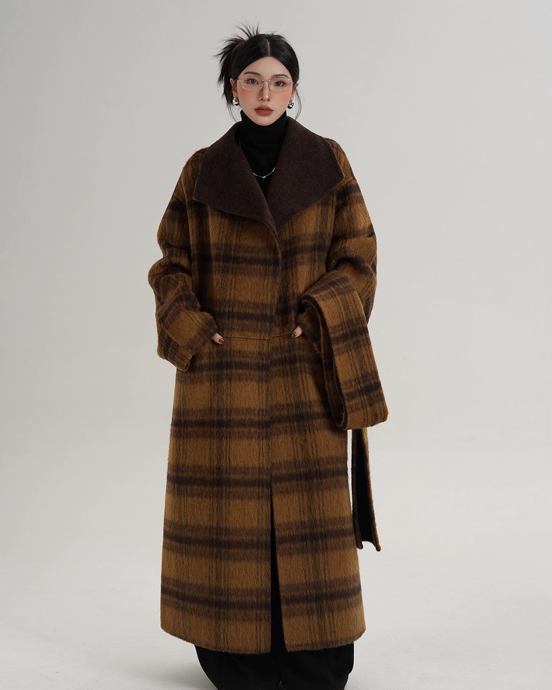 Plaid Long Wool Coat Plaid Long Wool Coat