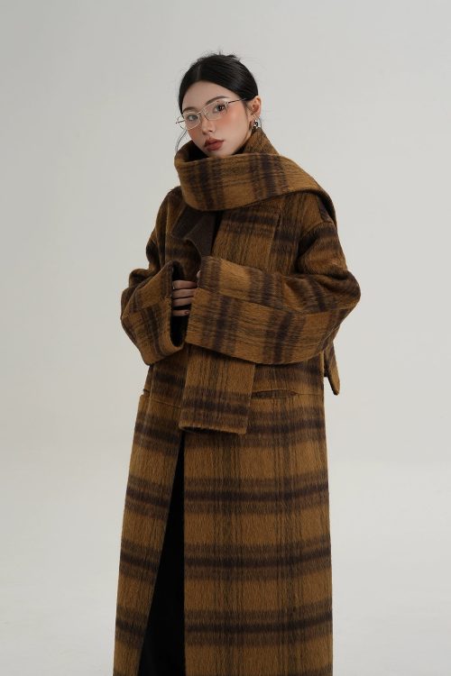 Plaid Long Wool Coat
