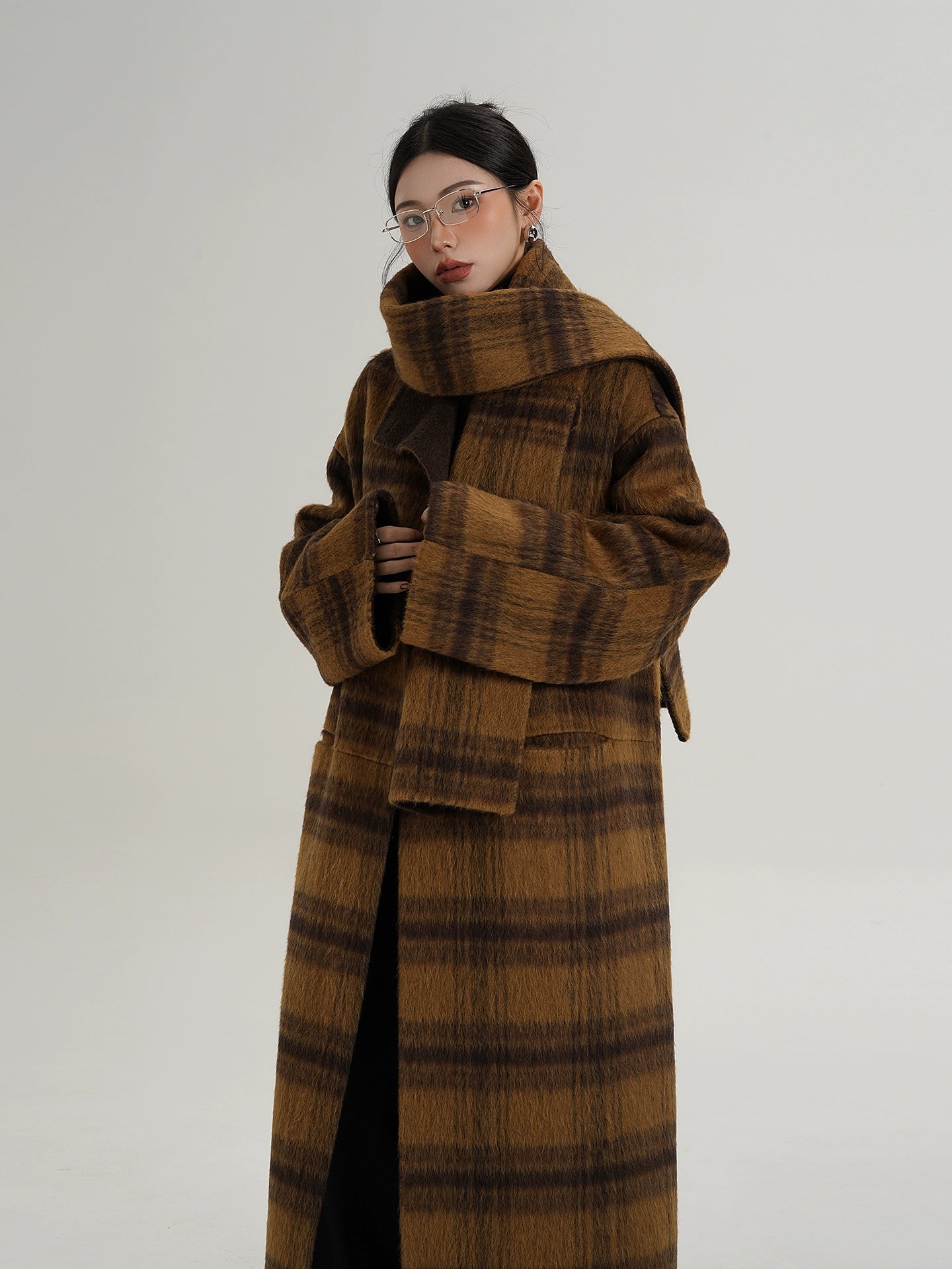 Plaid Long Wool Coat Plaid Long Wool Coat