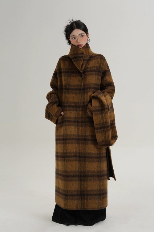 Plaid Long Wool Coat