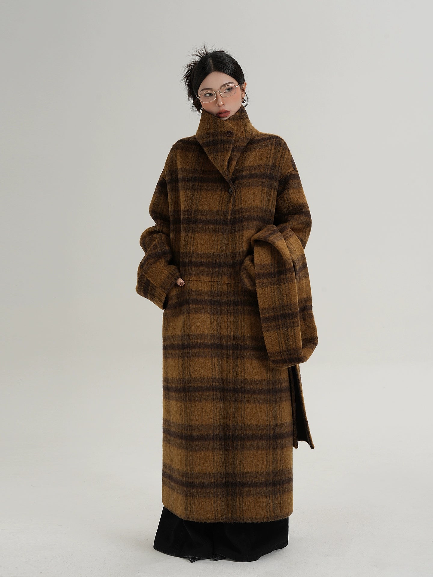 Plaid Long Wool Coat Plaid Long Wool Coat