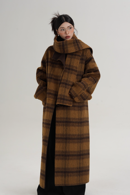 Plaid Long Wool Coat