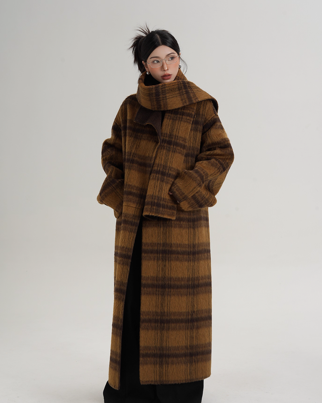 Plaid Long Wool Coat Plaid Long Wool Coat