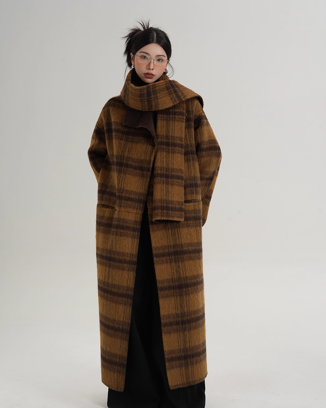 Plaid Long Wool Coat Plaid Long Wool Coat