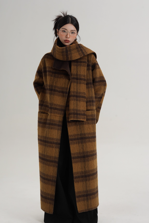 Plaid Long Wool Coat