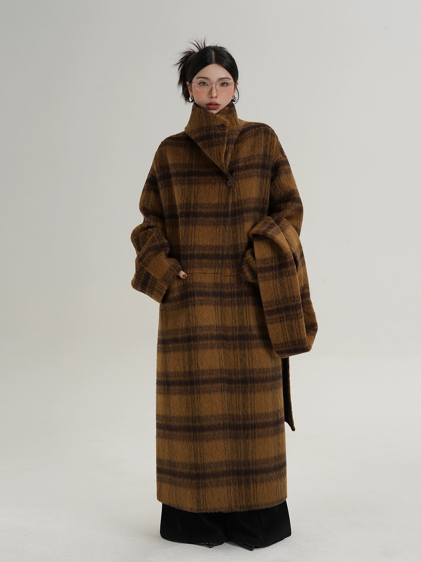 Plaid Long Wool Coat Plaid Long Wool Coat