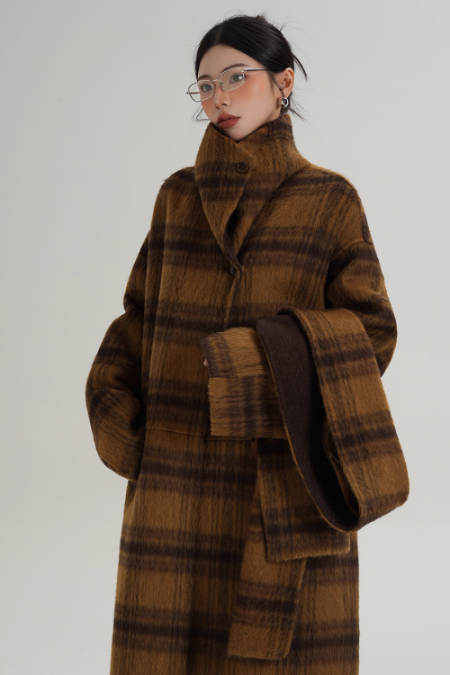 Plaid Long Wool Coat