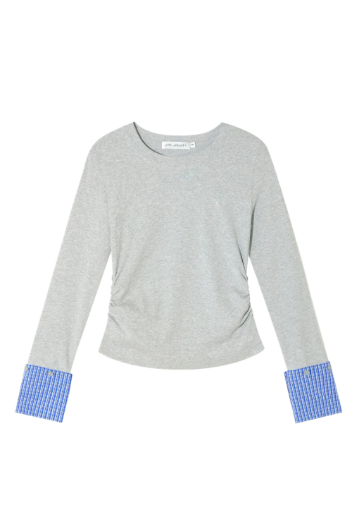 Plaid Patched Hood Jacket / Long Sleeve Top / Denim Pants