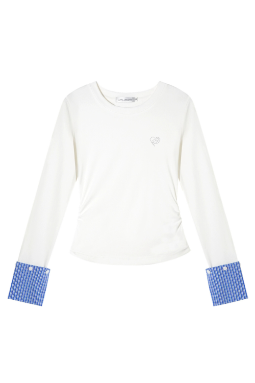 Plaid Patched Hood Jacket / Long Sleeve Top / Denim Pants