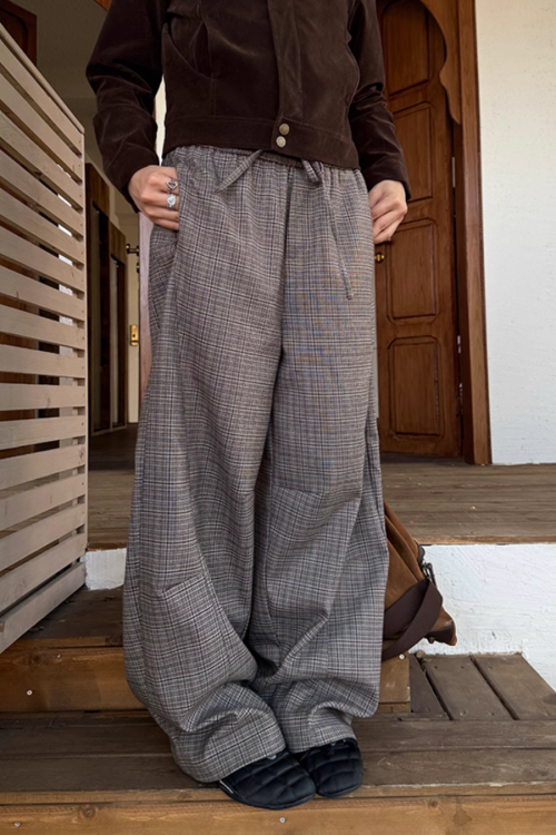 Plaid Patchwork Loose Pants