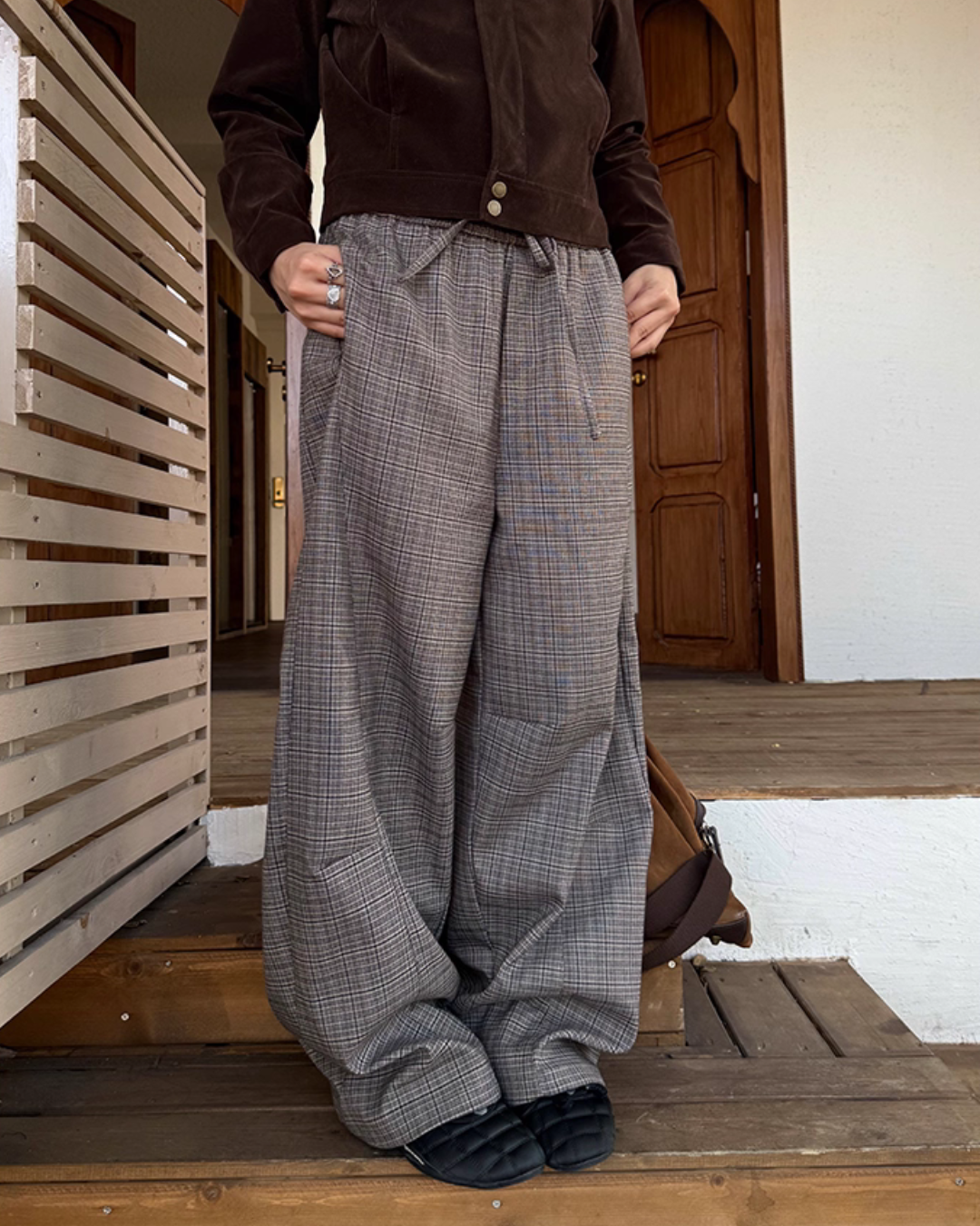 Plaid Patchwork Loose Pants Plaid Patchwork Loose Pants