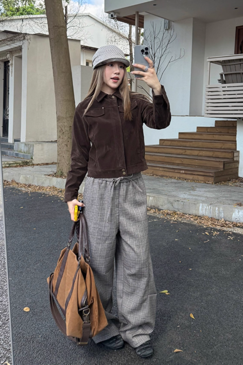 Plaid Patchwork Loose Pants