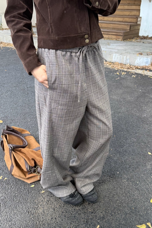 Plaid Patchwork Loose Pants