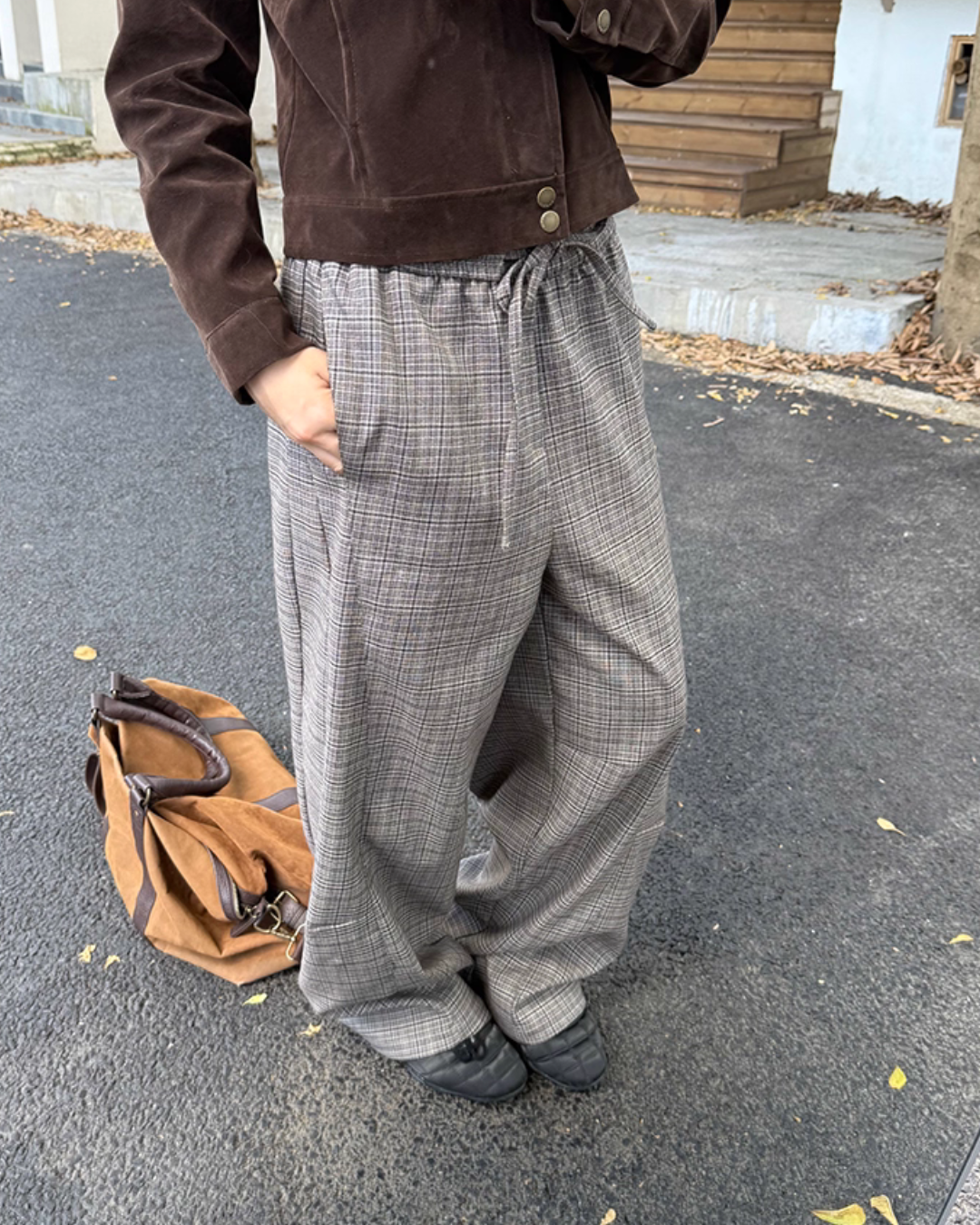 Plaid Patchwork Loose Pants Plaid Patchwork Loose Pants