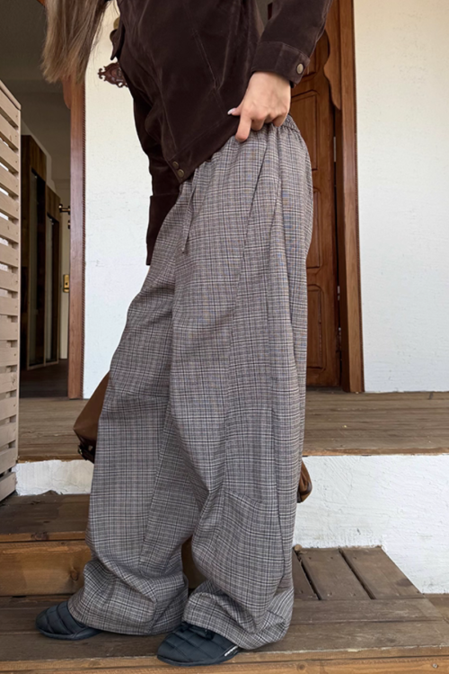 Plaid Patchwork Loose Pants