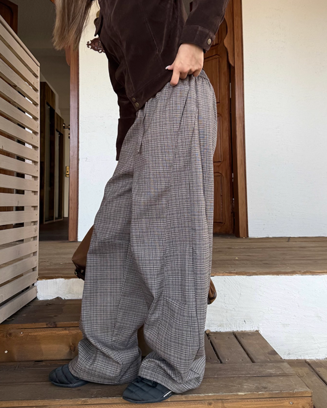 Plaid Patchwork Loose Pants Plaid Patchwork Loose Pants